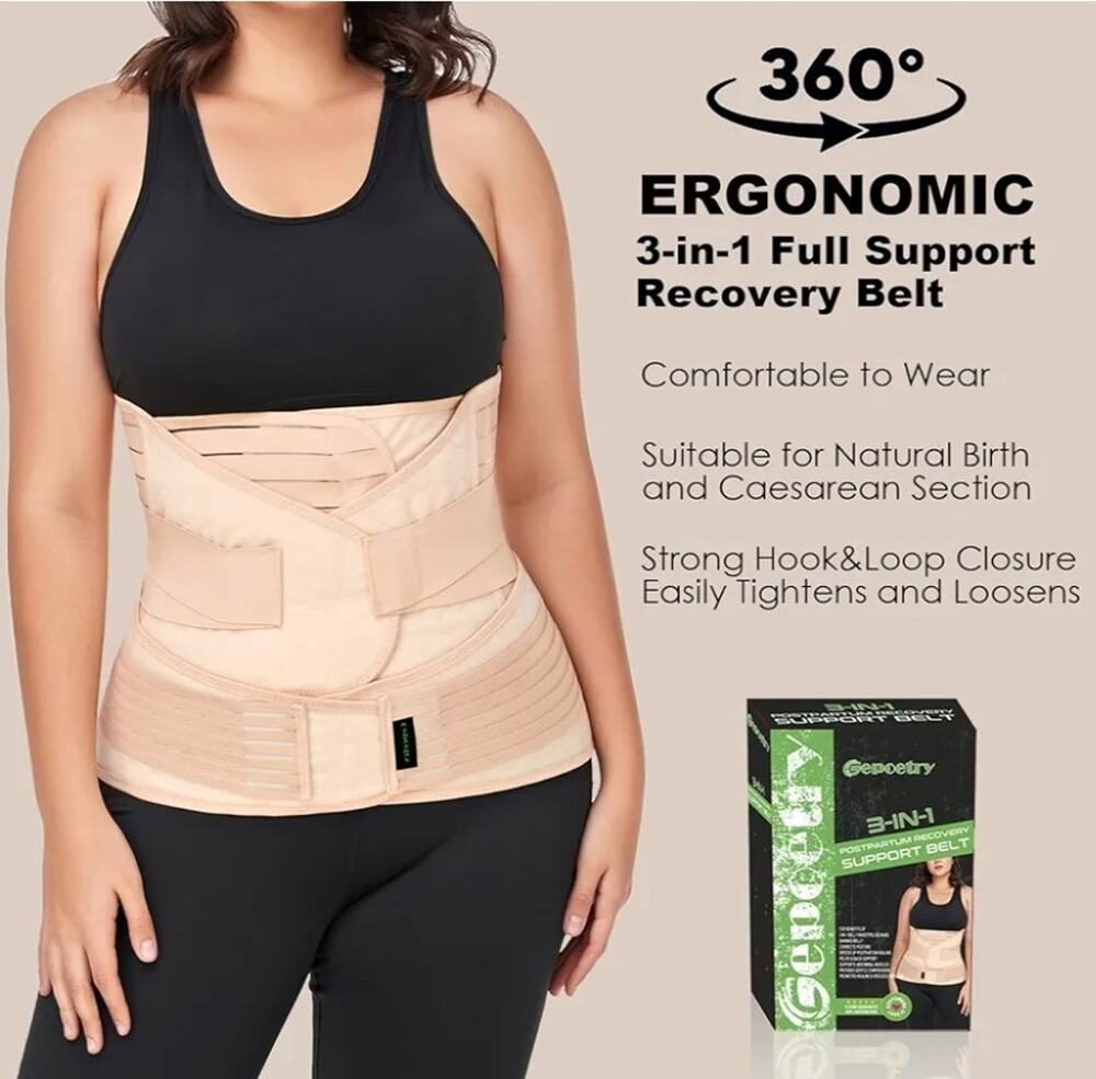 Postpartum Support Belt Belly Wrap Waist Trainer Body Shaper Recovery Girdle 3n1